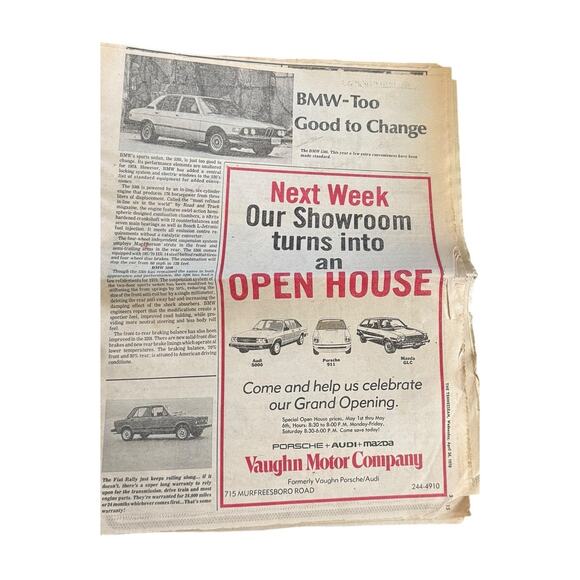 1978 The Tennessean Newspaper Import Cars Special Advertising Section BMW, MG VW - Picture 5 of 7